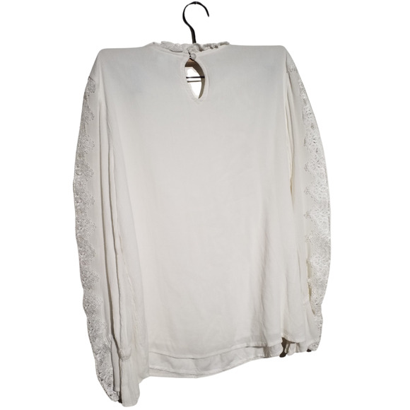 Sundance Lace Pintuck Crepe Top Ivory Cottage Prairie Festival Size XS - Picture 3 of 5